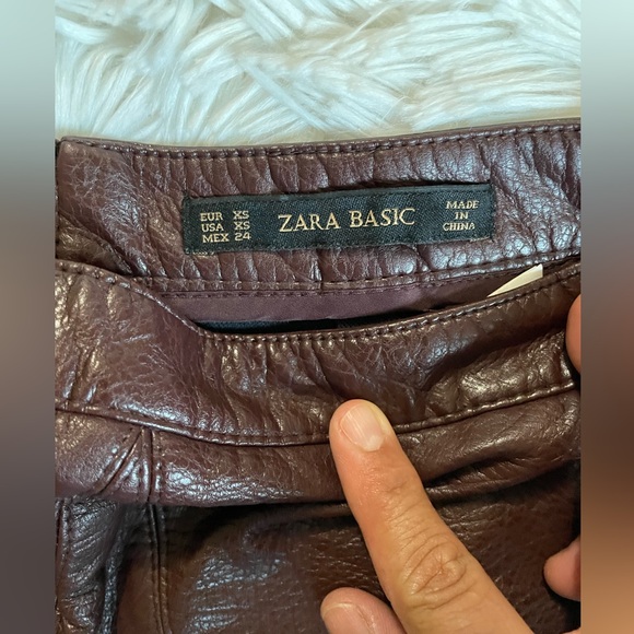 Zara Leather Mini Skirt Dark Brown - Picture 4 of 7
